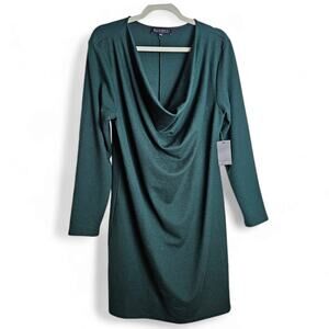 Eloquii Women's NWT Green Cowl Neck Dress Plus Size 14